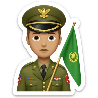 Emoji of a soldier holding a green flag sticker