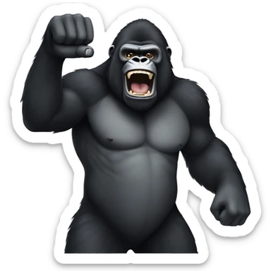 A gorilla waving his fist sticker
