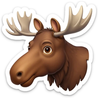 A high-resolution digital illustration of a noble moose portrait in a clean, semi-realistic style. The noble moose is shown head on sticker