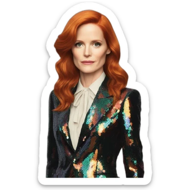 Audrey fleurot long hair multicolored sequined suit sticker