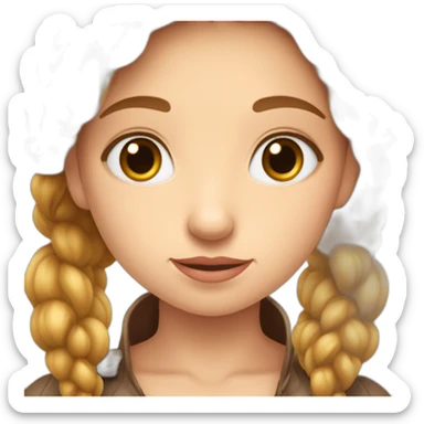 Une fille au cheveu châtain boucler et aux yeux marron qui souris sticker