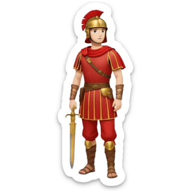 roman soldier without armor,without weapons and shield, just red clothing and fullbody view sticker