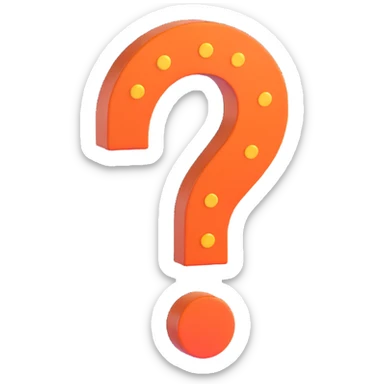 3D emoji style, general form question mark icon with dot below, three-dimensional and clean look sticker