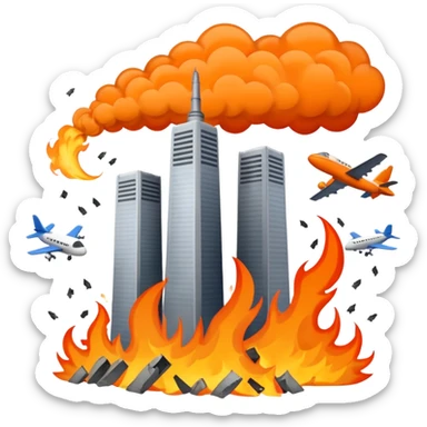 Twin towers being hit by plane  sticker