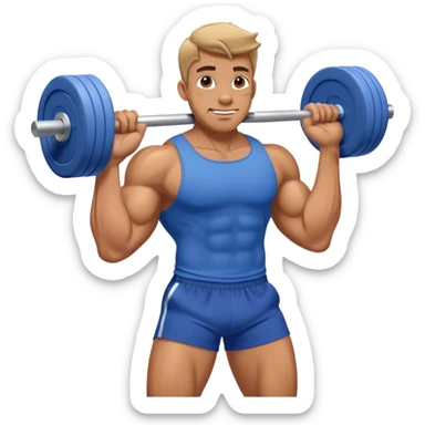 buff guy blue shorts foam-rolling lats muscle sticker