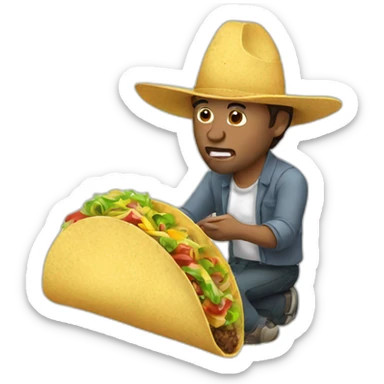 a taco eating a man sticker
