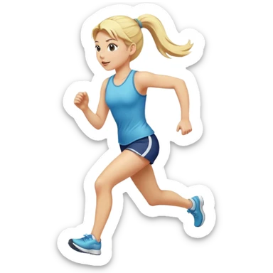 Blonde girl with ponytail running sticker
