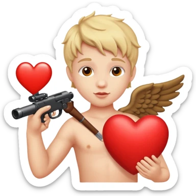 Cupid shooting a heart sticker