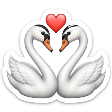 Two swans facing each other head to head, making heart shape sticker