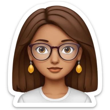 Italian with brown hair, girl and glasses and earrings, brown eyes sticker