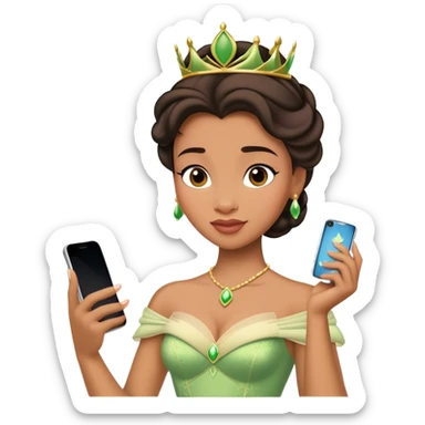 Princesa Tiana con el móvil  sticker