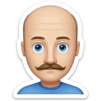 White man mustache balding sticker