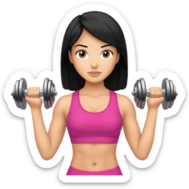 mujer fit con pelo negro y sosteniendo 2 mancuernas sticker