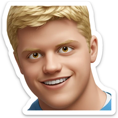smiling blonde boy portrait meme sticker