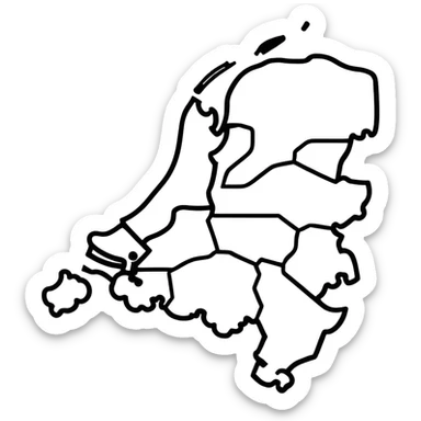 Colorful map of the Netherlands with iconic Dutch symbols sticker