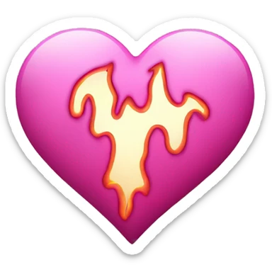 Pink heart with pink flames sticker