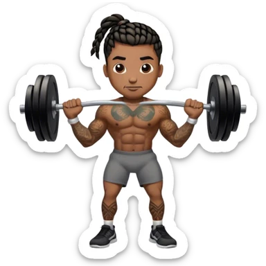 Buff black man with short braids and tattoos lifting weights sticker