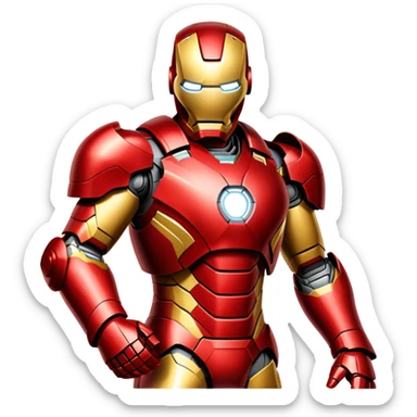 Iron Man superhero with red and gold armor sticker