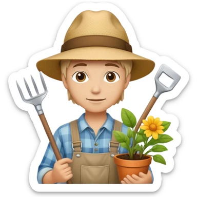 young white gardener sticker