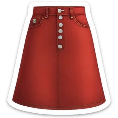 Realistic A-line high waisted red denim skirt, isolated sticker