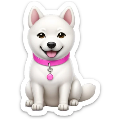 White Shiba Inu with pink collar sticker