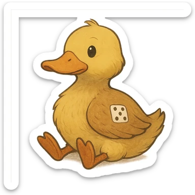 ghibli style duck inspired by the DuckDice logo sticker