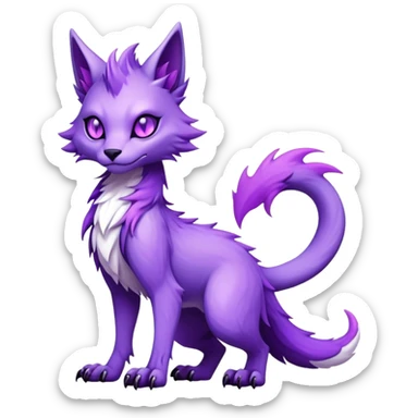 Kawaii dark edgy fantasy ethereal feline-vernid-sergal-fursona animal creature with a tufted tail full body sticker