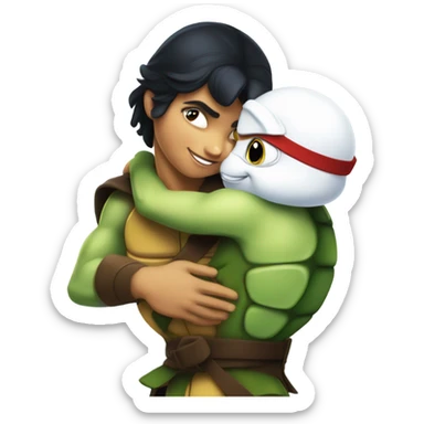 Raphael ninja turtle hugging Disney Snow White  sticker