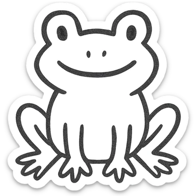 a frog in a hand-drawn doodle style sticker