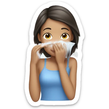 brunette girl washing her face sticker