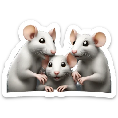Three rats are sitting around a round table and whispering sticker