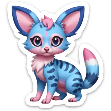 Rare realistic cool cute epic aesthetic colorful Amaura-Sylveon-Civet-Genet-species-Fakemon-hybrid-creature, with markings, full body sticker