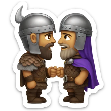 2 vikings talking interested face to face sticker