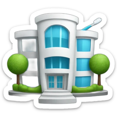 Dentist building. With toothbrush logo sticker