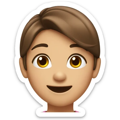 Brown hair girl blushing and being excited sticker