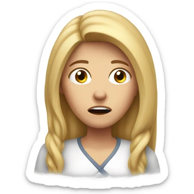 Long blond hair woman looking frustrated  sticker