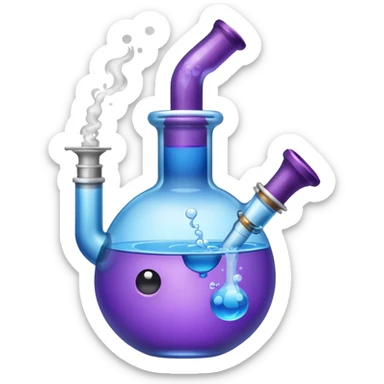 Purple Bong blue water smoking sticker