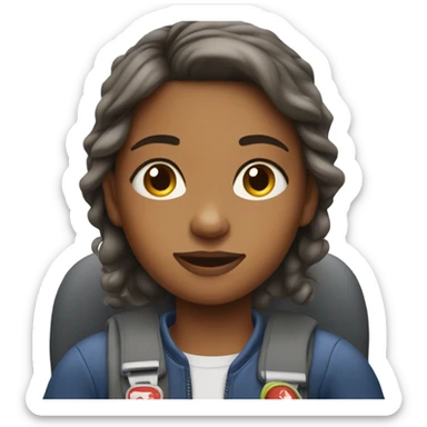 Girl in airplane seat sticker