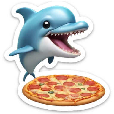 Pastel dolphin eating pizza sticker