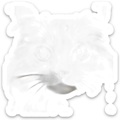 longhaired brown white and cream calico cat with green eyes sat staring at you sticker