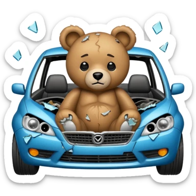 Teddy bear in a car accident  sticker