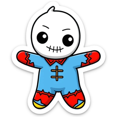 carolina blue and red voodoo doll sticker
