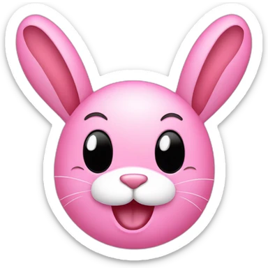 pink bunny with an oval head and white moustache, a round pink nose and a huge smile that takes up half his face sticker