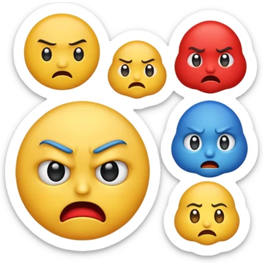 An angry emoji + sad emoji + silly emoji sticker