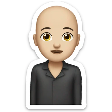 White girl dark hair kissing bald black man sticker