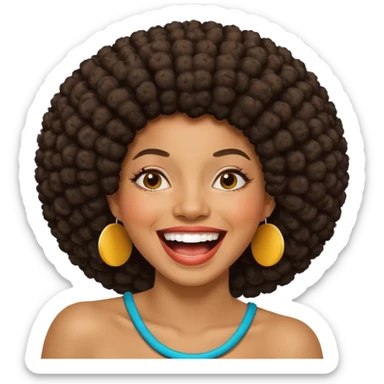 Black woman with an afro laughing  sticker