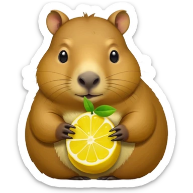 Capybara  holding  lemon sticker