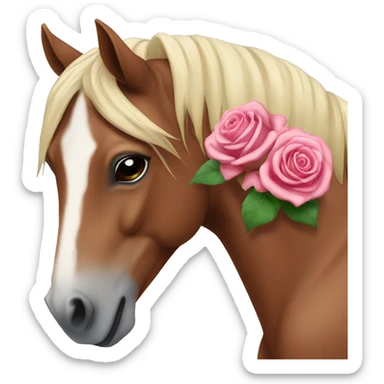 Horse with rose in mouth sticker