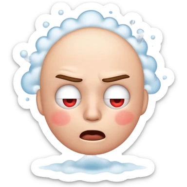 emoji with steam coming from head, red cheeks, stressed and overwhelmed, classic emoji style sticker