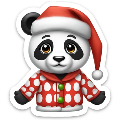 cute panda in christmas pjs and hat  sticker